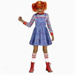 Girls Fun World Childs Play Chucky Striped Doll Halloween Costume Dress XL 14 16